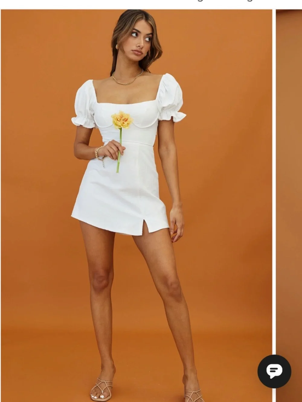 Norma Jean Neck Puff Sleeve Mini Dress in white - Picture 3 of 4